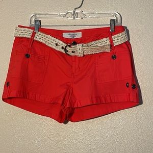American Rag Red Women's Casual Shorts with Crochet Belt